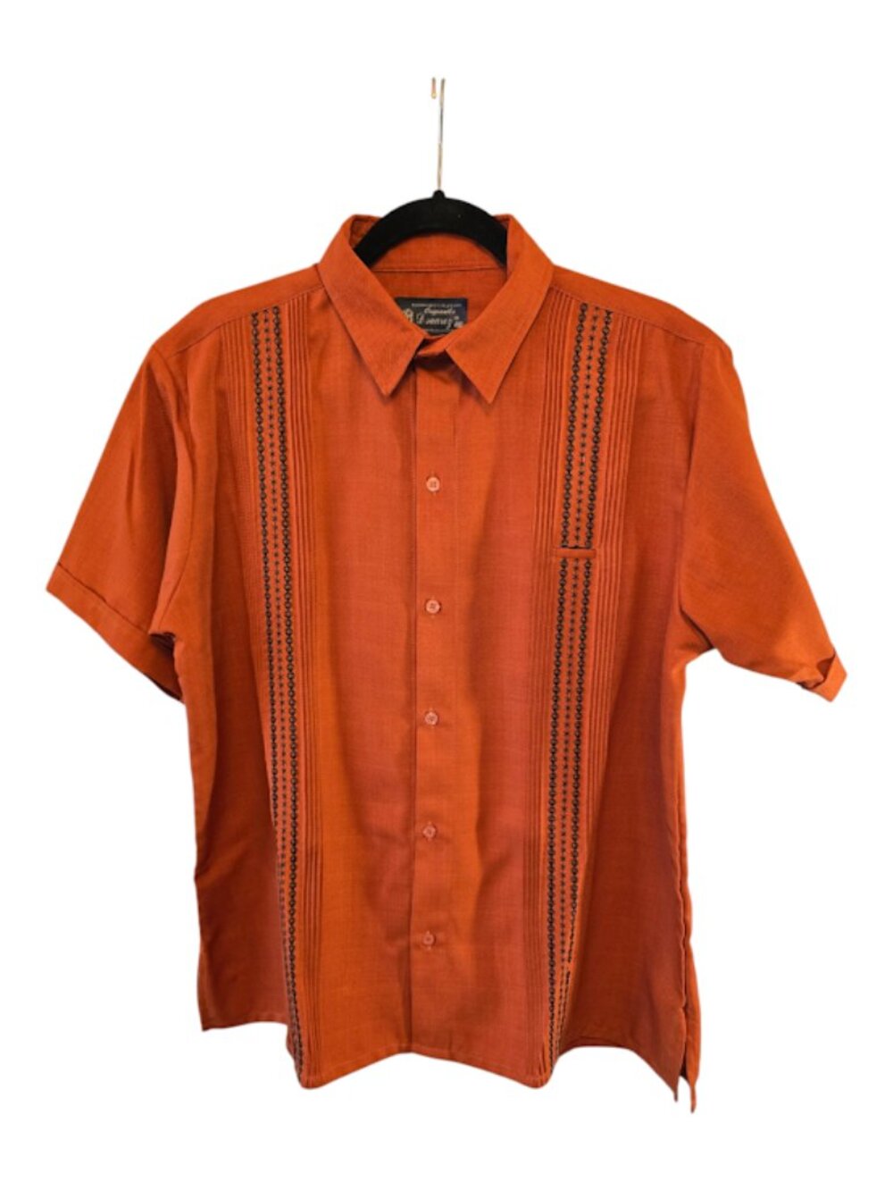 GUAYABERA BURNT ORANGE SIZE 40 MEDIUM ORIGINALES D'SUAREZ AUTHENTIC LIKE NEW